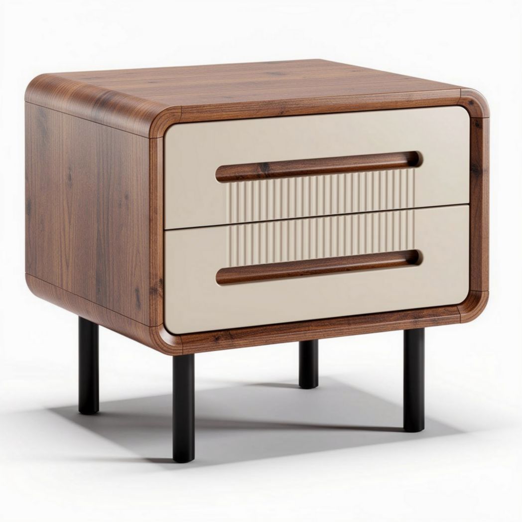 nachtkastje van hout met twee lades en retro design 50 x 40 x 40cm