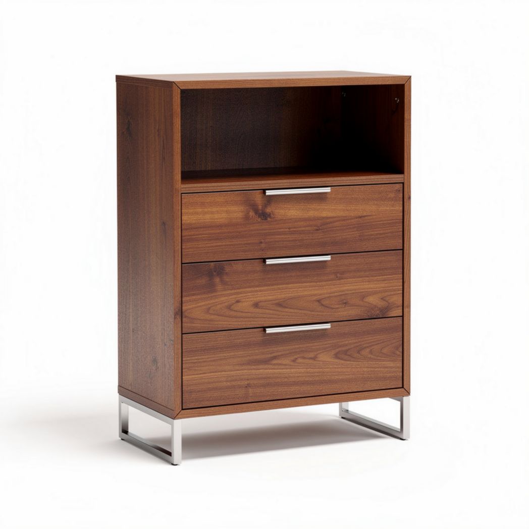Ladenkast van hout met drie lades en open schap 80 x 40 x 100cm