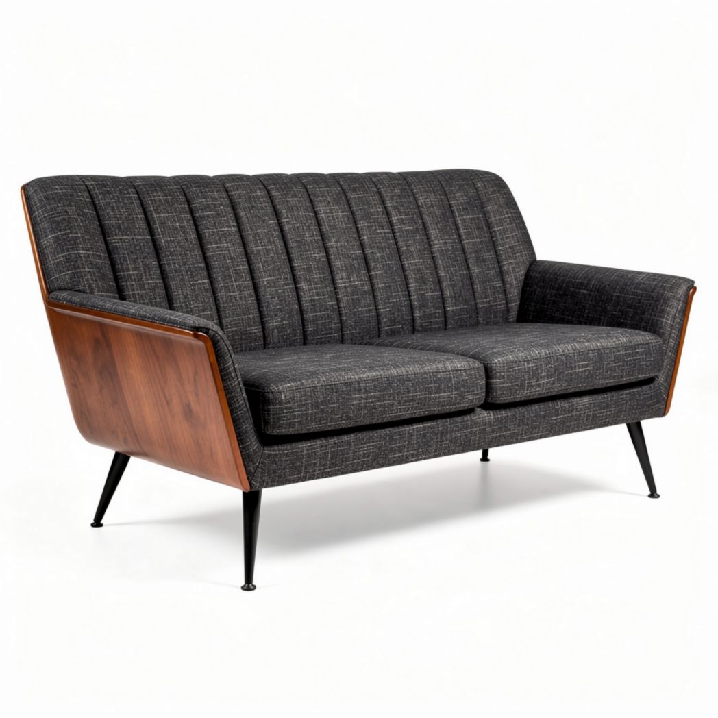 bank van stof en hout met een afmeting van 180 x 80 x 70cm