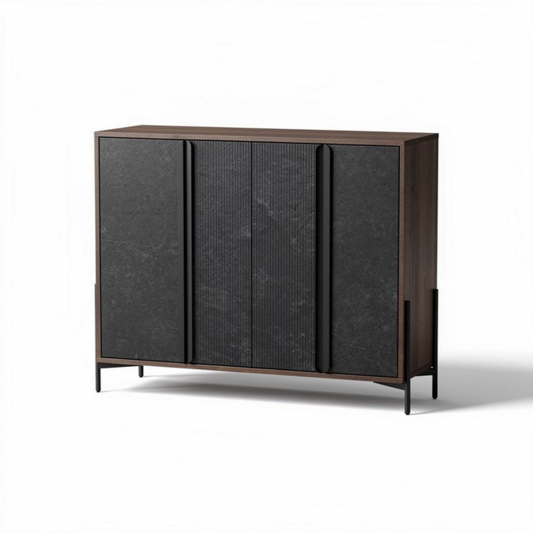 Houten kast met zwarte accenten 120 x 40 x 80cm voor woonkamer gebruik