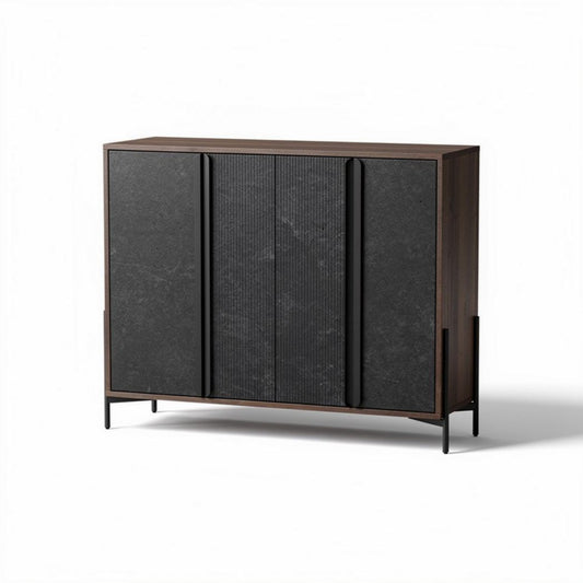 Houten kast met zwarte accenten 120 x 40 x 80cm voor woonkamer gebruik
