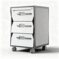 Mobile kast met drie lades van kunstmateriaal in wit en grijs 45 x 40 x 60cm